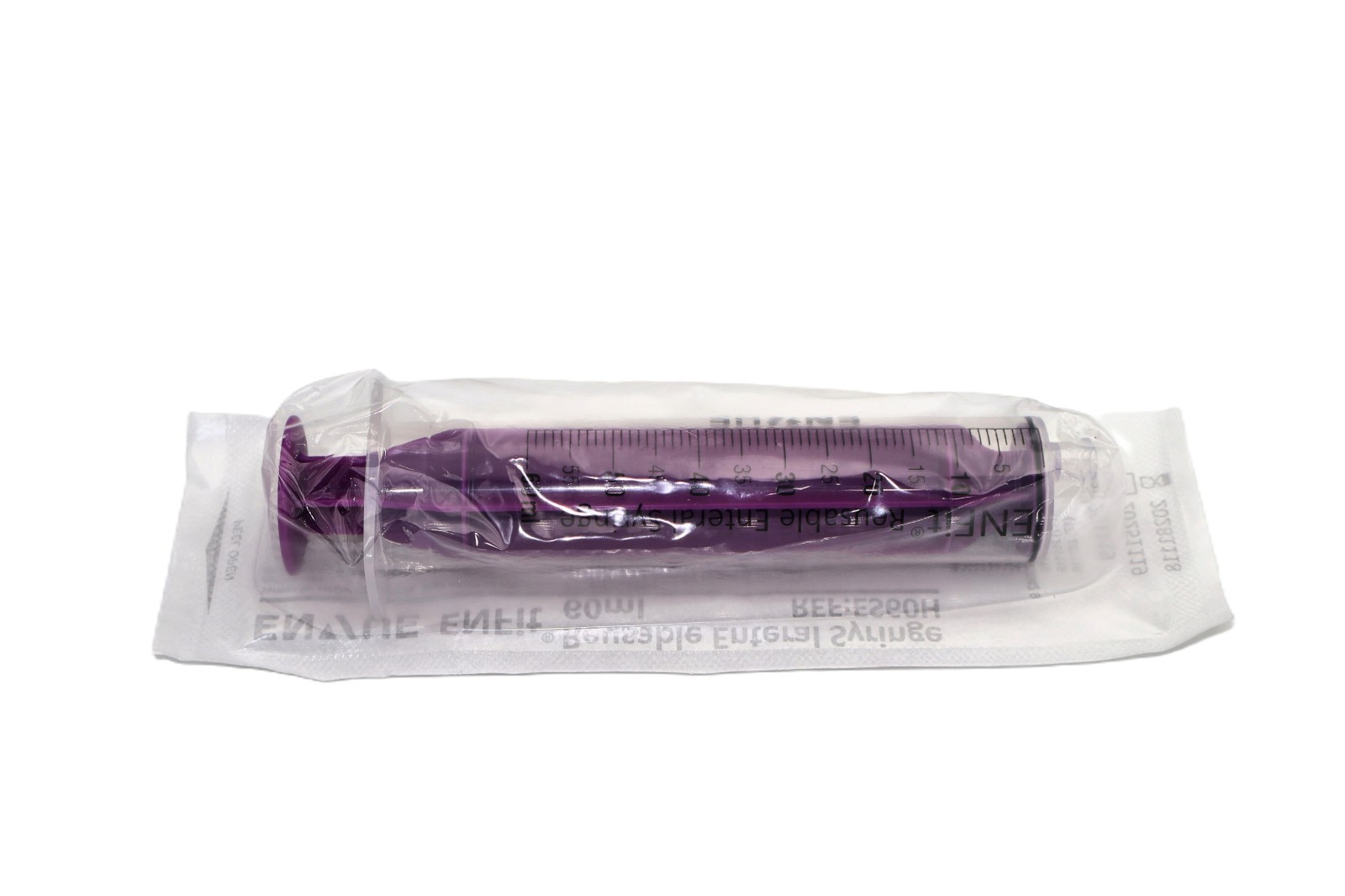 ENFit syringe, 60mL, O-Ring, Reusable Easy Glide Plunger, Pack of 10