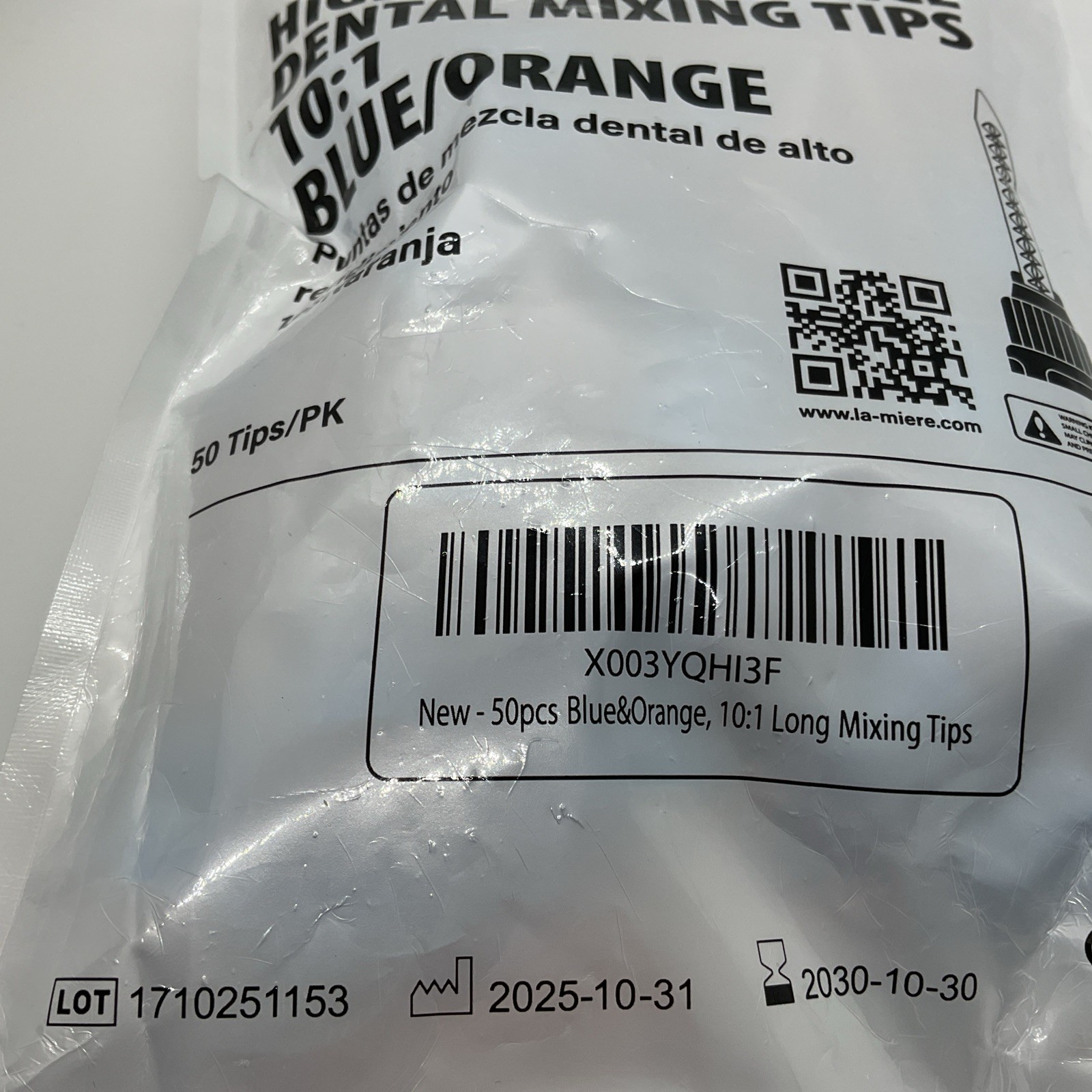 High Performance Dental Mixing Tips 10:1 Blue/Orange 50 Tips