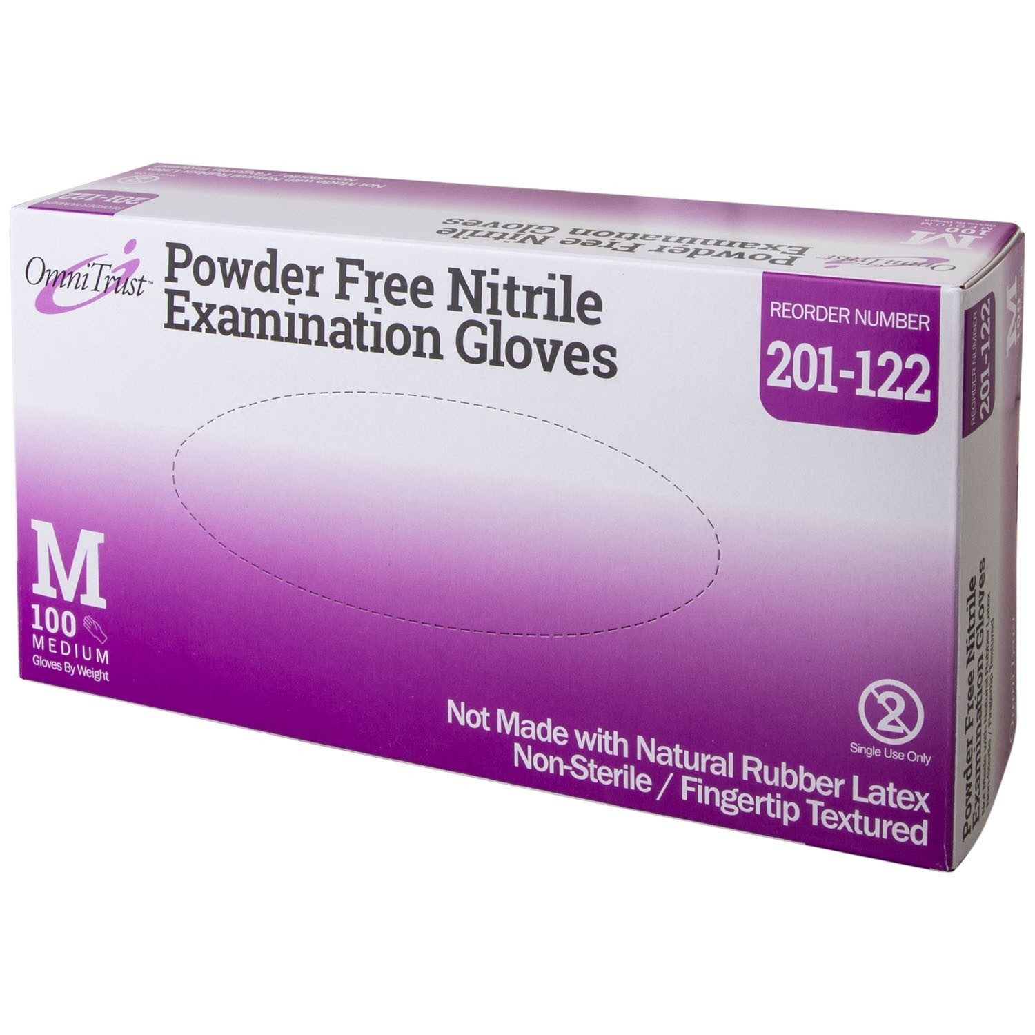 OMNITRUST NITRILE EXAM GLOVES, MEDIUM, TEXTURED, 100/BX, 10 BX/CASE, 201-122